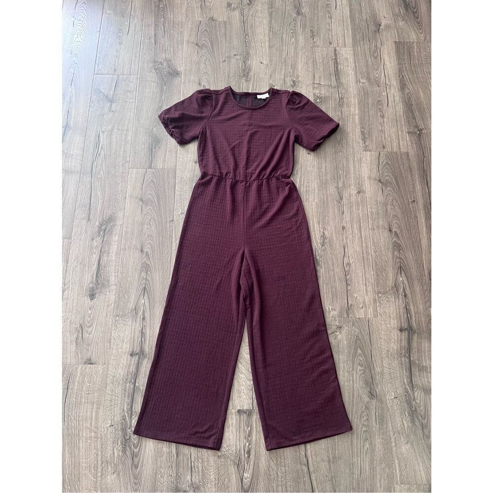 Studio B By Bobeau Womens Puff Sleeve Jumpsuit In a Burgundy Color Soft Stretch
